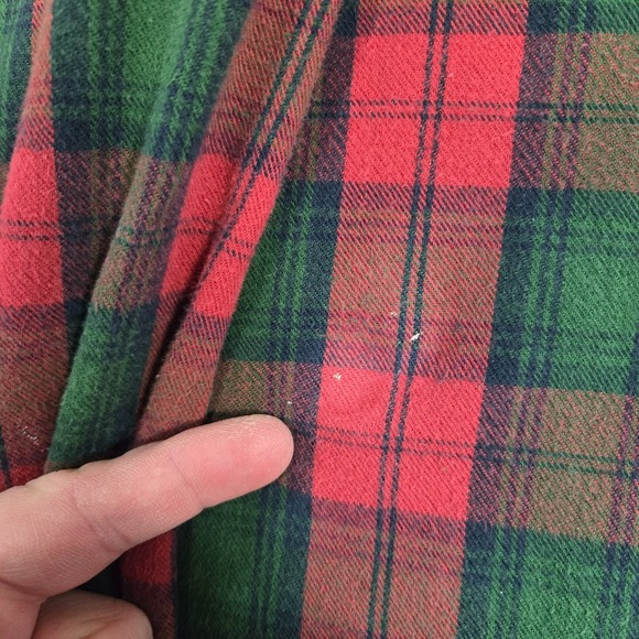 Vintage LL Bean Flannel Shirt Mens XL red green plaid distressed - Picture 5 of 11